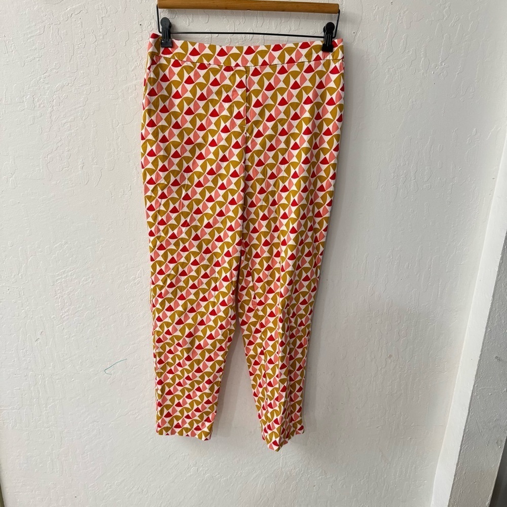Boden Pink Orange Red White Elastic Waist Pull On Danby Trouser Pants 8R - Picture 3 of 7